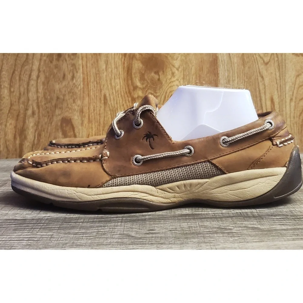 Margaritaville Angler Leather Boat Shoes Men's‎ Size 9.5 Brown